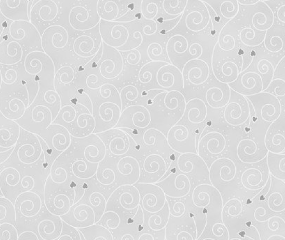 Stof Christmas - Heart Swirls - Grey/Silver