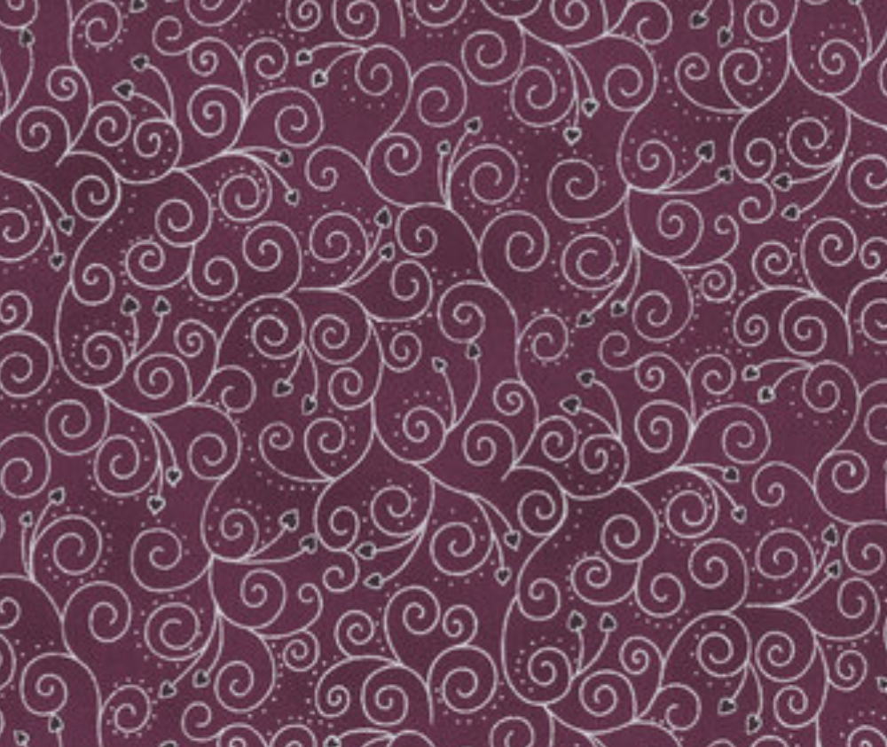 Stof Christmas - Heart Swirls - Purple/Silver