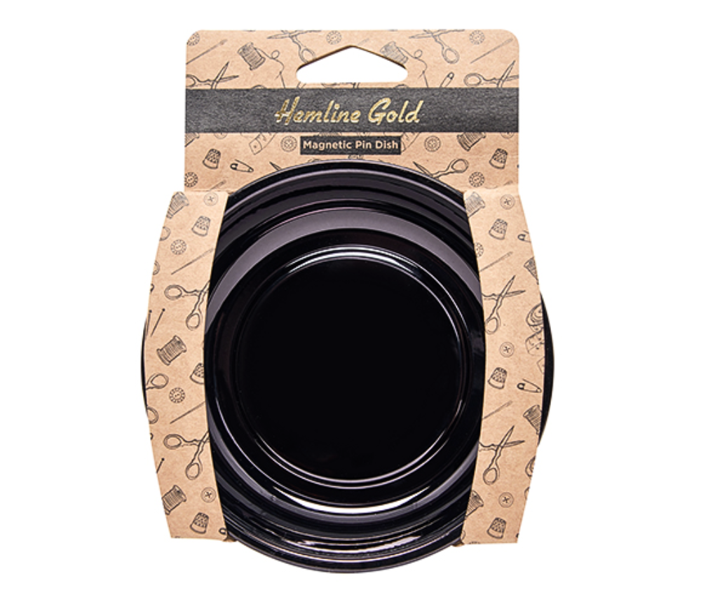 Hemline Gold Magnetic Pin Dish - Black