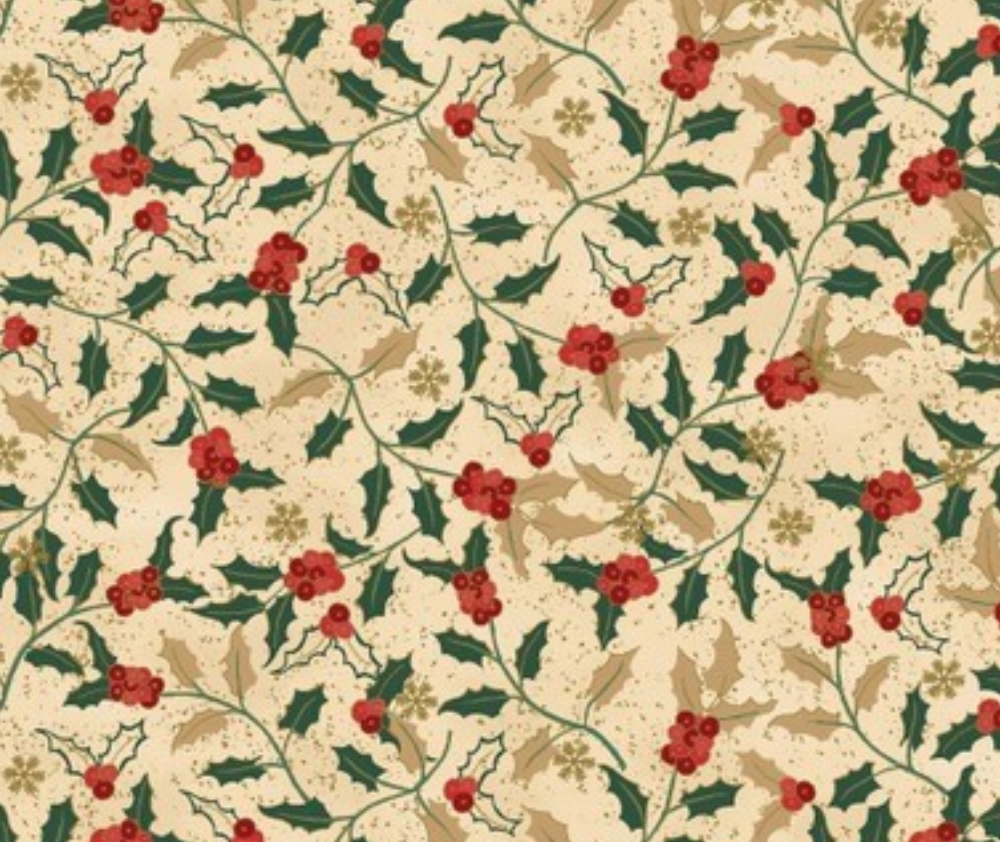 Stof Christmas - Holly - Red/Green/Gold