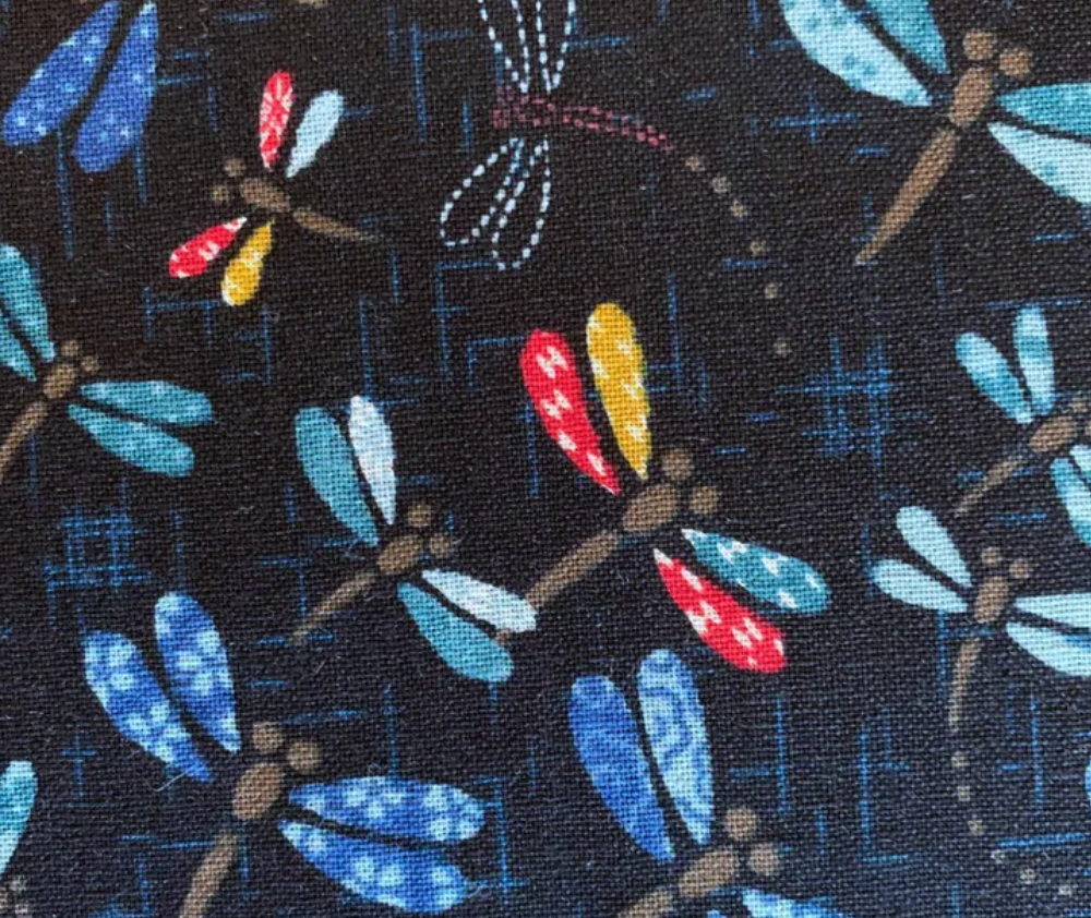 Japanese Dragonfly Navy 100% Cotton
