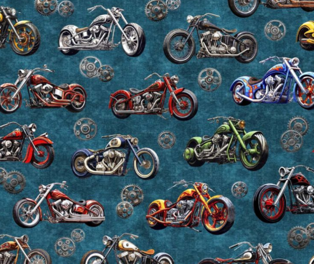 Motorcycles - Blue - 10 cm Increments