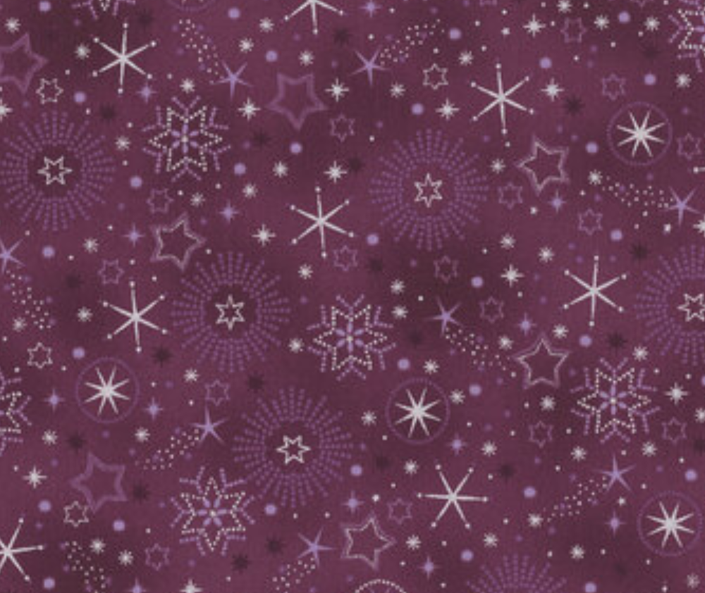 Stof Christmas - Snowflakes - Purple/Silver