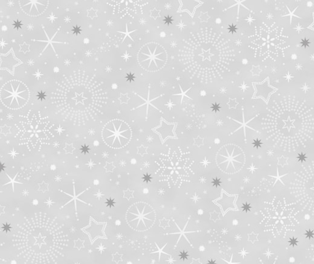 Stof Christmas - Stars - Grey/Silver