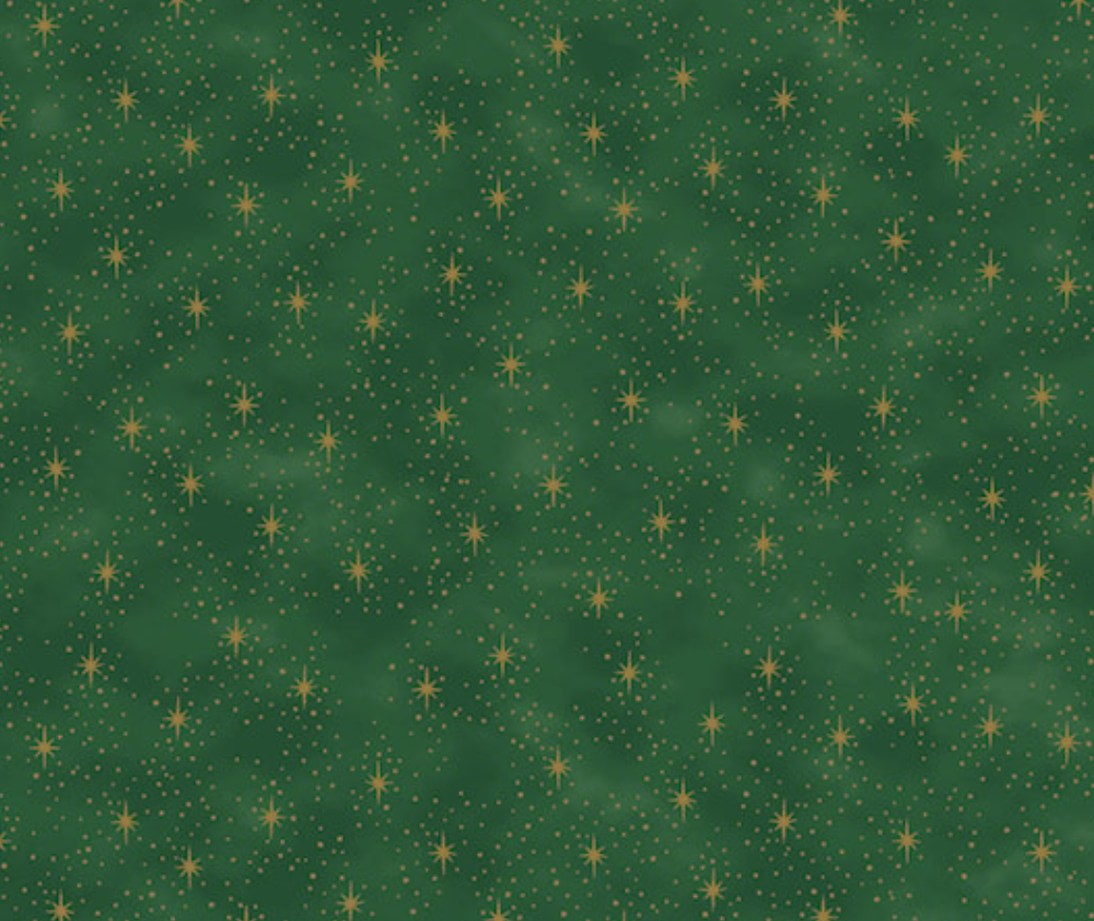 Stof Christmas - Stars and Spotty - Green/Gold