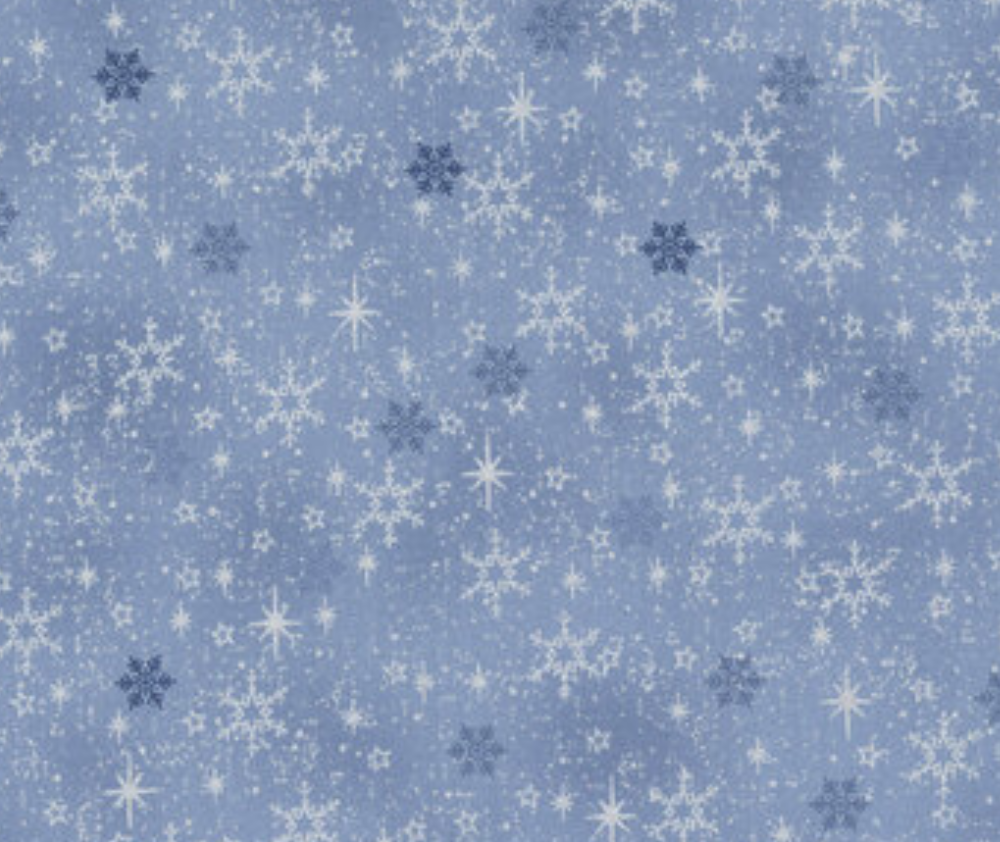 Stof Christmas - Stars and Star Flakes - Light Blue/Silver