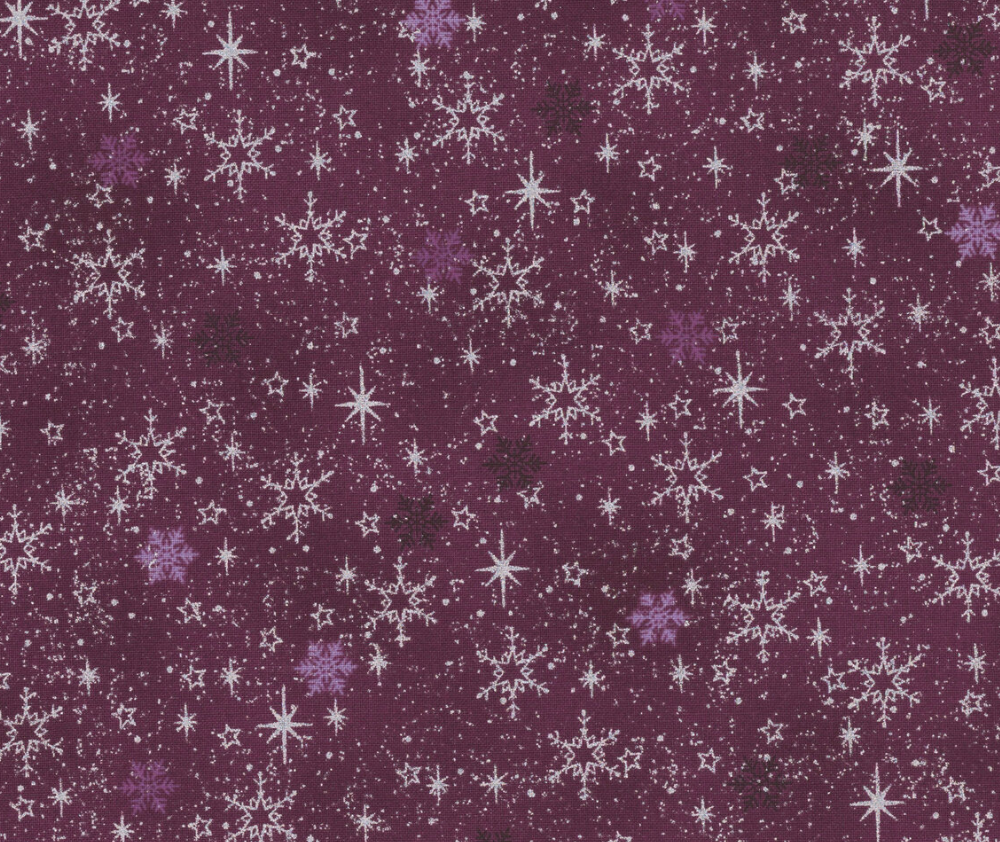 Stof Christmas - Stars and Star Flakes - Purple/Silver