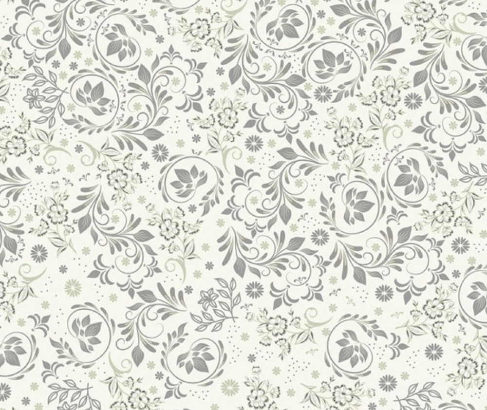 Tossed Flowers White/Grey - 10cm Increments
