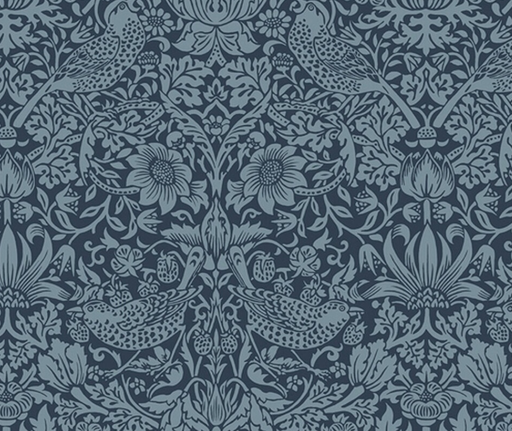 William Morris Wide Back Strawberry Thief Navy - 10cm Increments