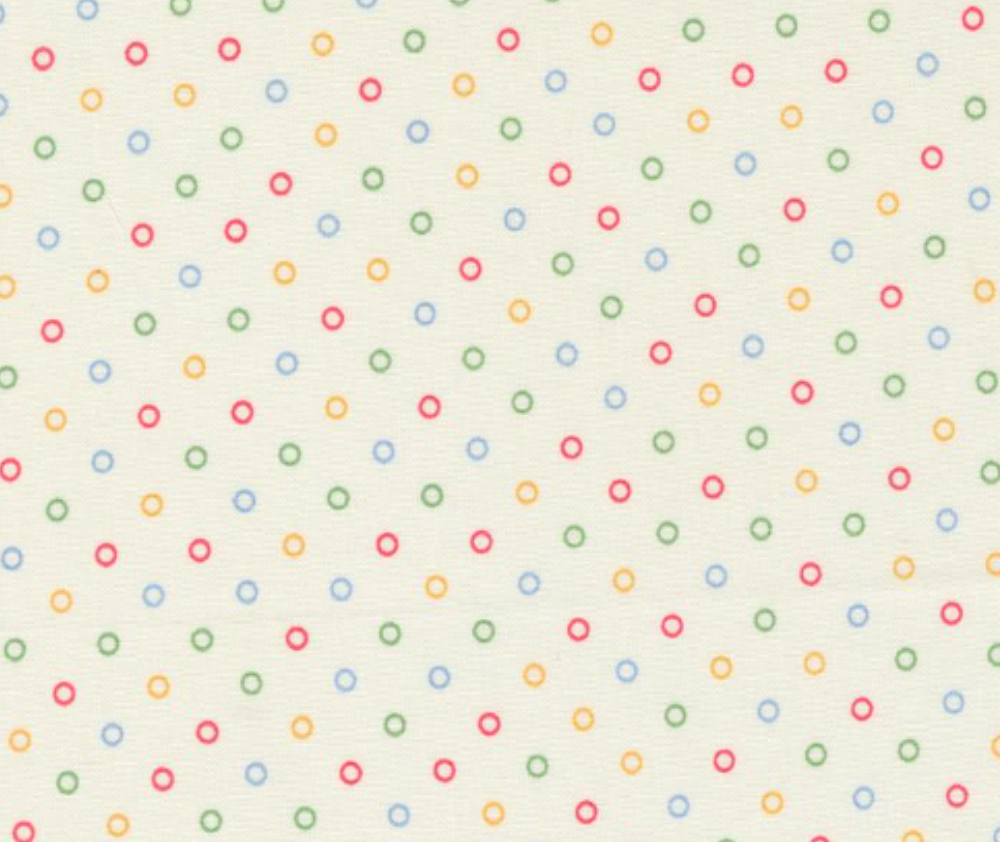 1930s Playtime Dotty Eggshell Multi 100% Cotton - 10cm Increments