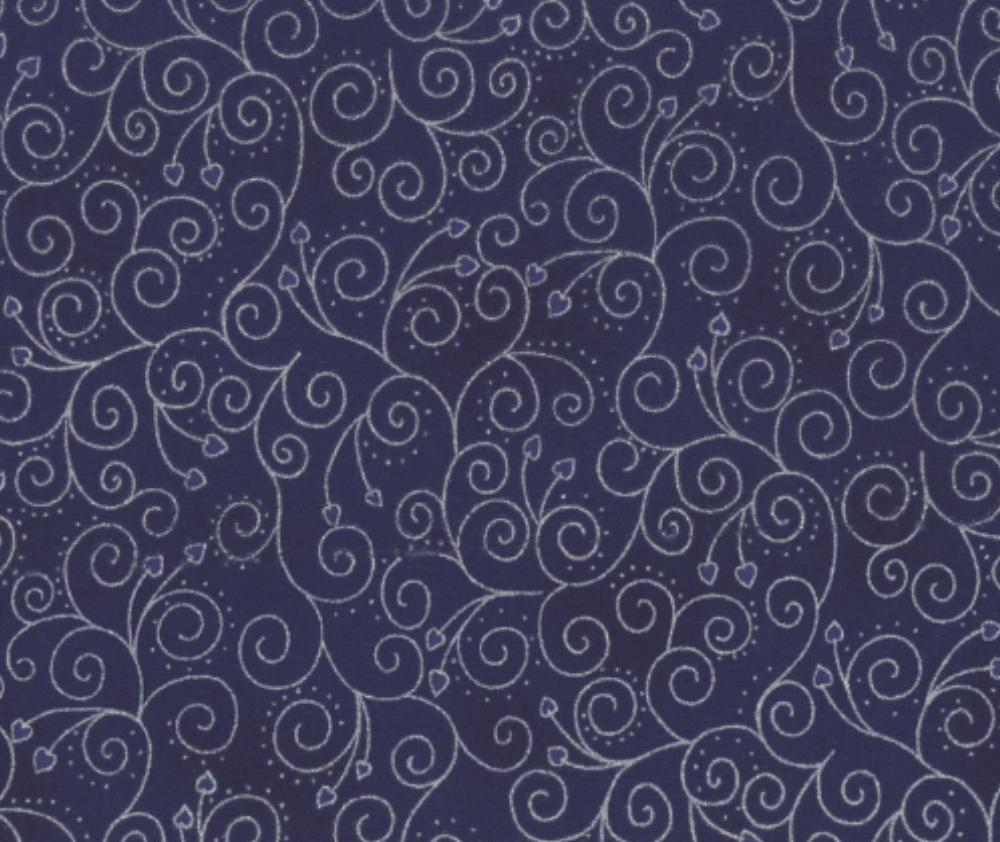 We Love Christmas - Scroll - Blue/Silver - 100% Cotton - 10cm Increments