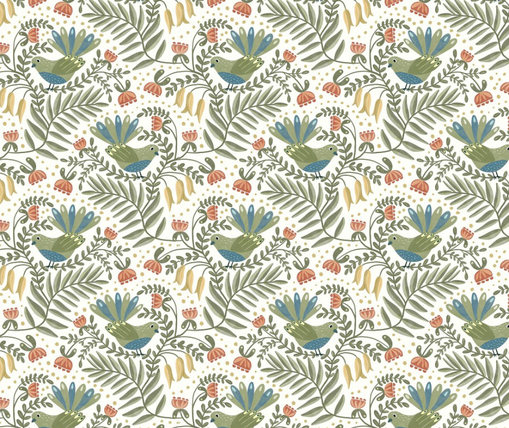 Bird Stories 100% Cotton Fabric - 10cm Increments