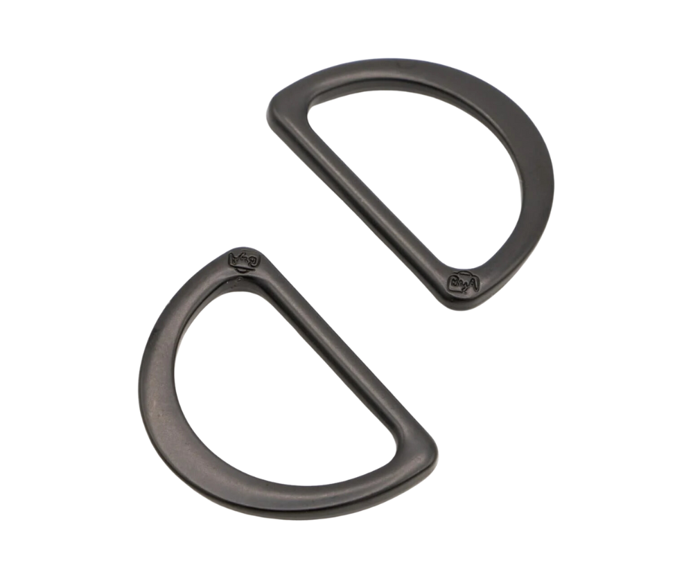 By Annie 1" D Ring Flat - Black Metal Set of Two