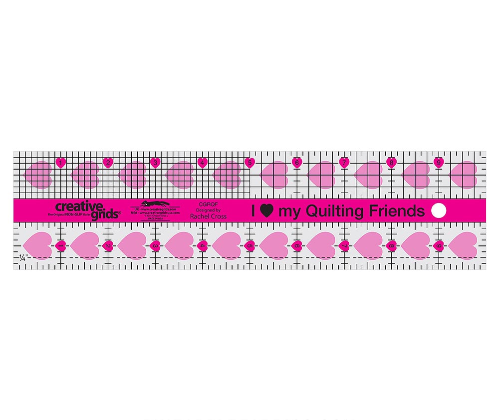 Creative Grids I Love My Quilt Friends Quilt Ruler 2.5 x 10"
