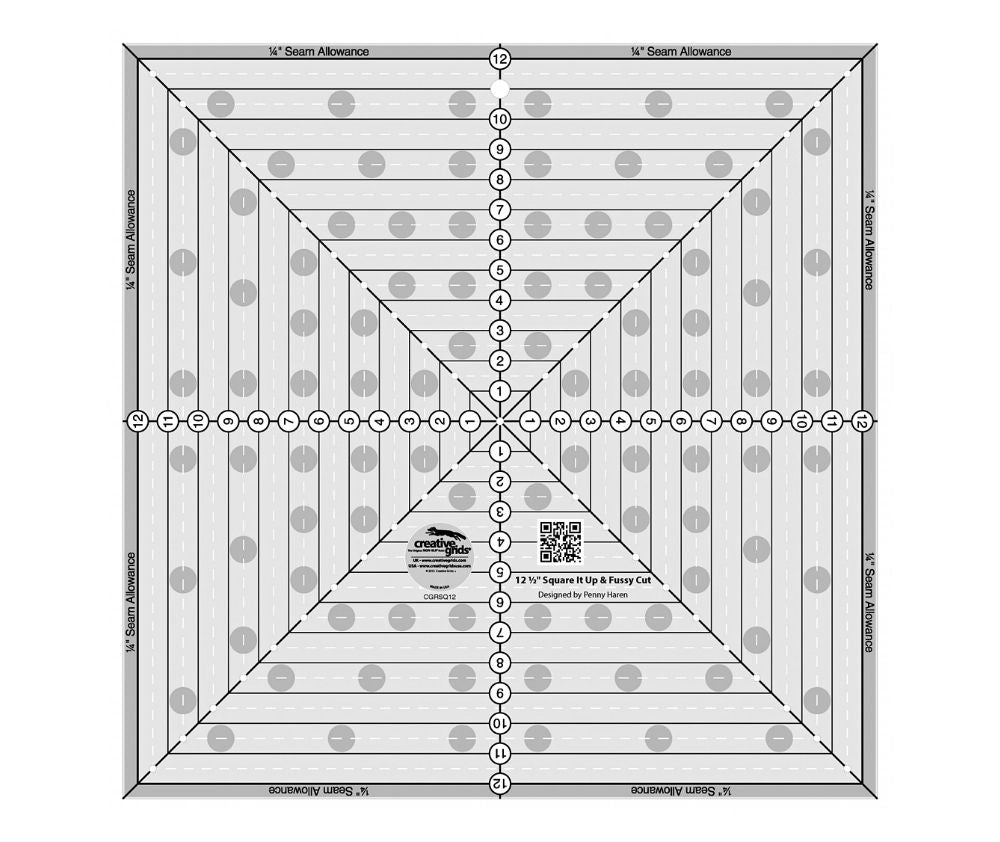 Creative Grids 12-1/2" Square It Up & Fussy Cut Quilt Ruler