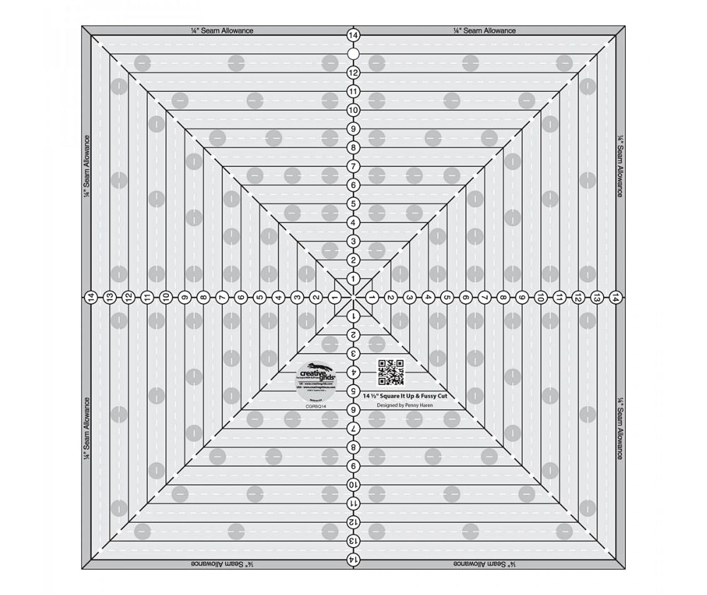 Creative Grids 14-1/2" Square It Up & Fussy Cut Quilt Ruler