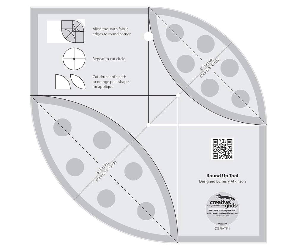 Creative Grids Round Up Tool and Quilting Ruler