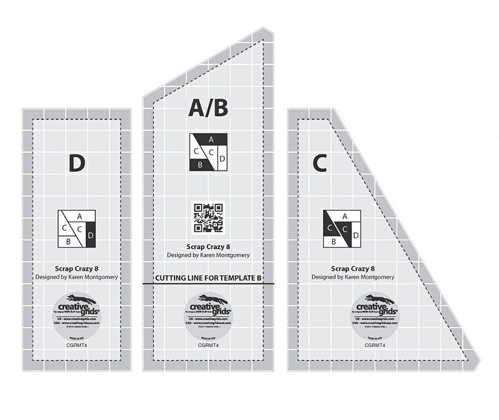 Creative Grids Scrap Crazy Templates Quilt Ruler Set