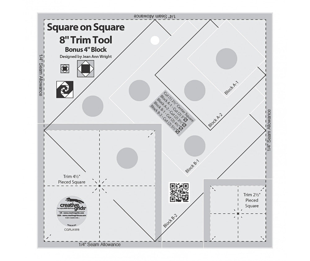 Creative Grids Square On Square Trim Tool - 4" Or 8" Finished
