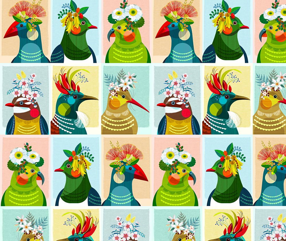 Feathered Friends - 100% Cotton Fabric - 15cm Increments