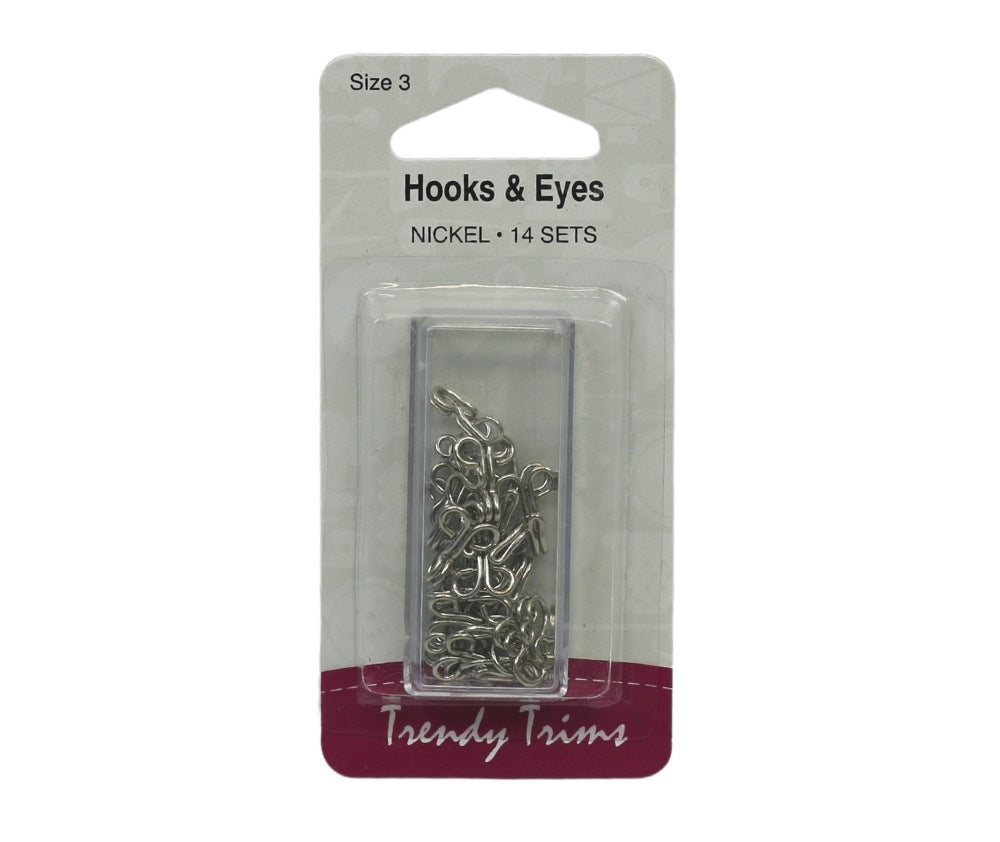 Hooks & Eyes – Nickel Size 3 – 13mm