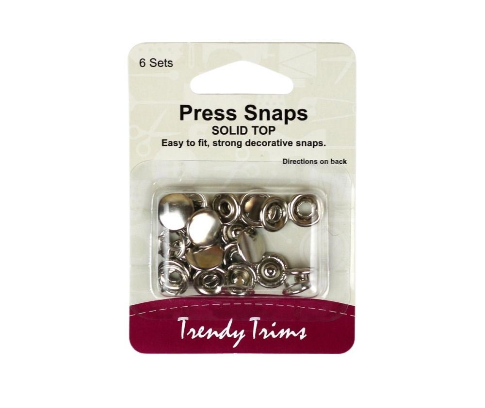 Press Snaps Solid Top Silver by Hemline
