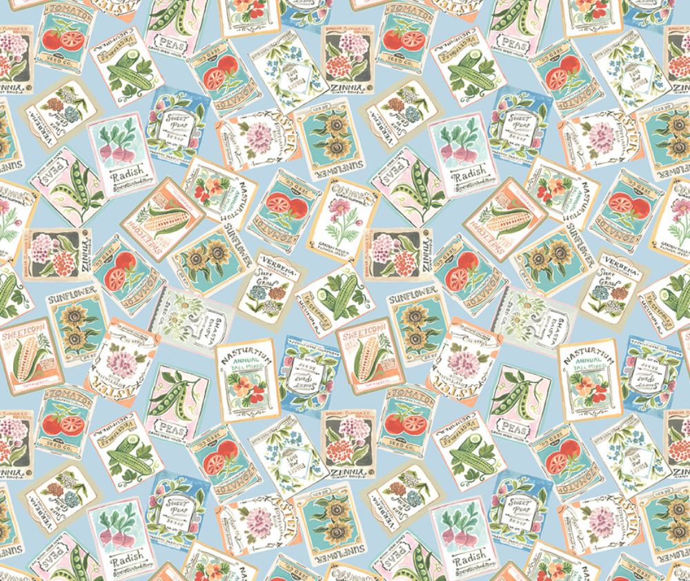 Seed Packets 100% Cotton Fabric - 10cm Increments
