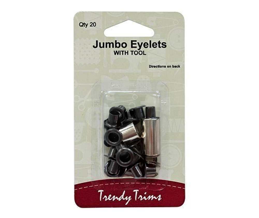 Hemline Large Eyelets 20pcs with Tool - Black