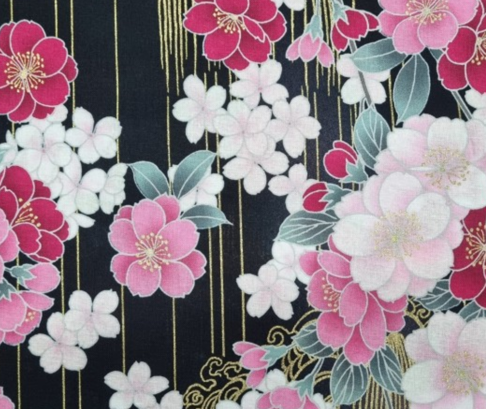 Japanese Ara Black 100% Cotton - 0.1m