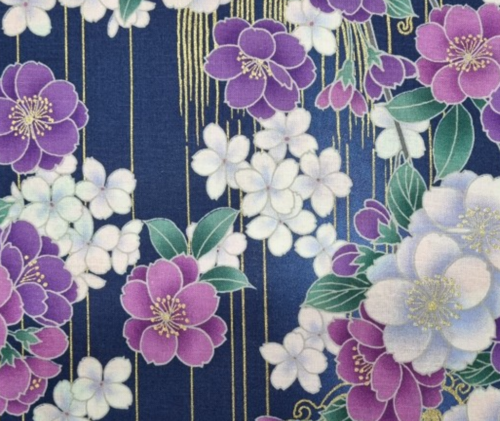 Japanese Ara Navy 100% Cotton - 0.1m