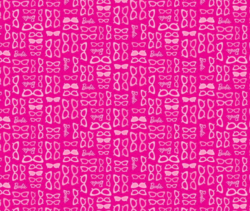 Barbie World Hot Pink Glasses 100% Cotton - 10cm Increments