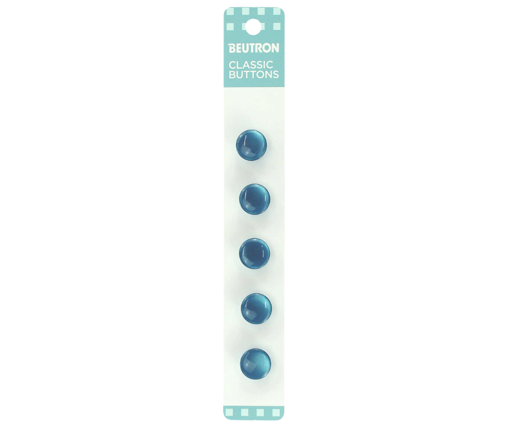 Beutron Classic 1-Hole Buttons 5-Pack - Blue 12mm