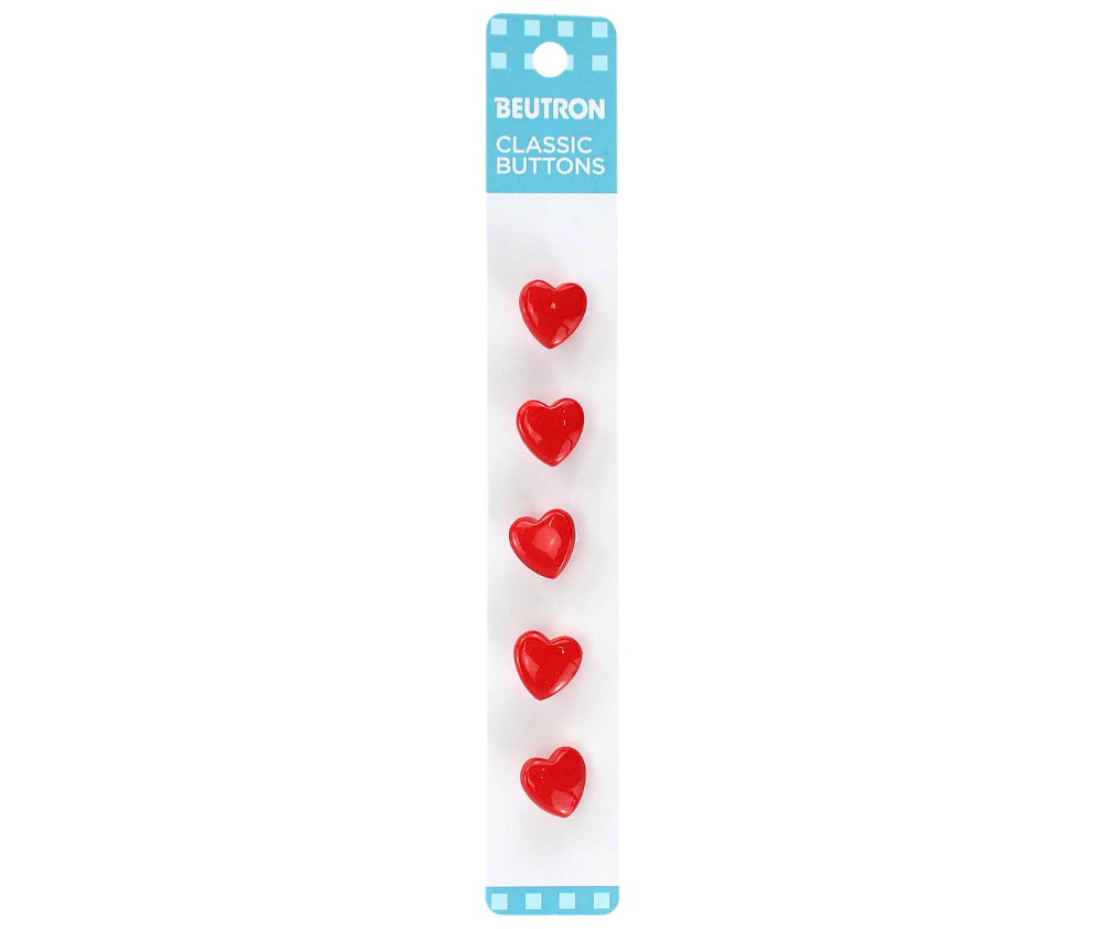 Beutron Classic 1-Hole Buttons 5-Pack - Red 12mm