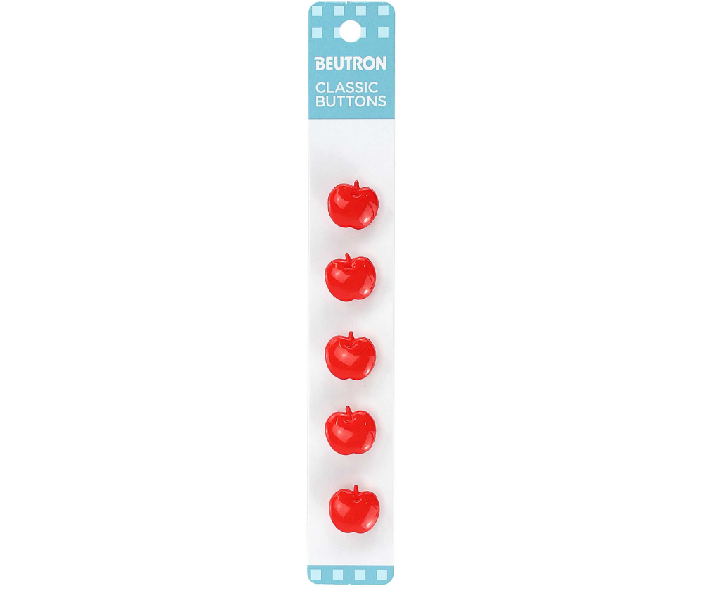 Beutron Classic 1-Hole Buttons 5-Pack - Red 13mm