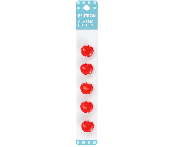 Beutron Classic 1-Hole Buttons 5-Pack - Red 13mm