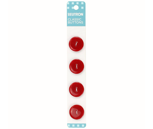 Beutron Classic 2-Hole Buttons 4-Pack - Red 18mm