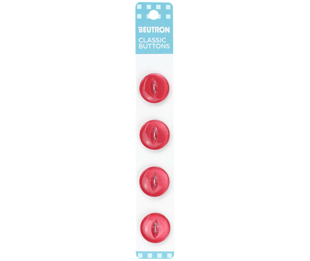 Beutron Classic 2-Hole Buttons 4-Pack - Red 18mm
