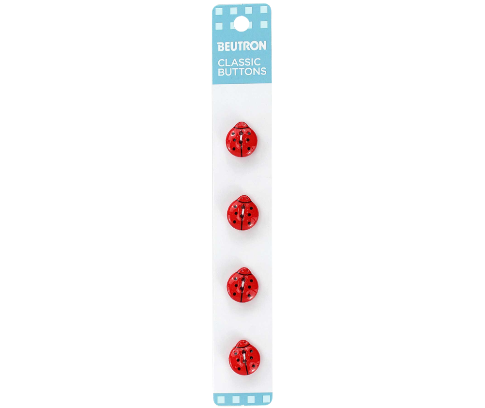 Beutron Classic 2-Hole Buttons 4-Pack - Red 13mm