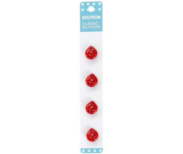 Beutron Classic 2-Hole Buttons 4-Pack - Red 13mm