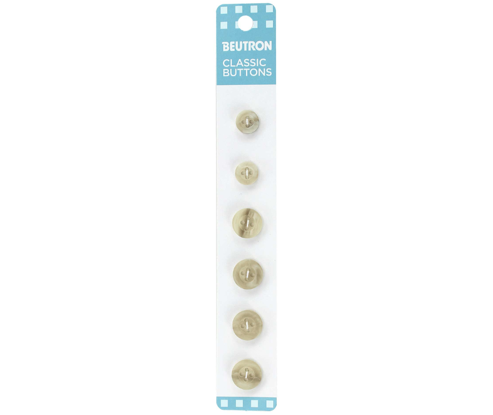 Beutron Classic 4-Hole Buttons 6-Pack - Light Beige 9mm & 12mm