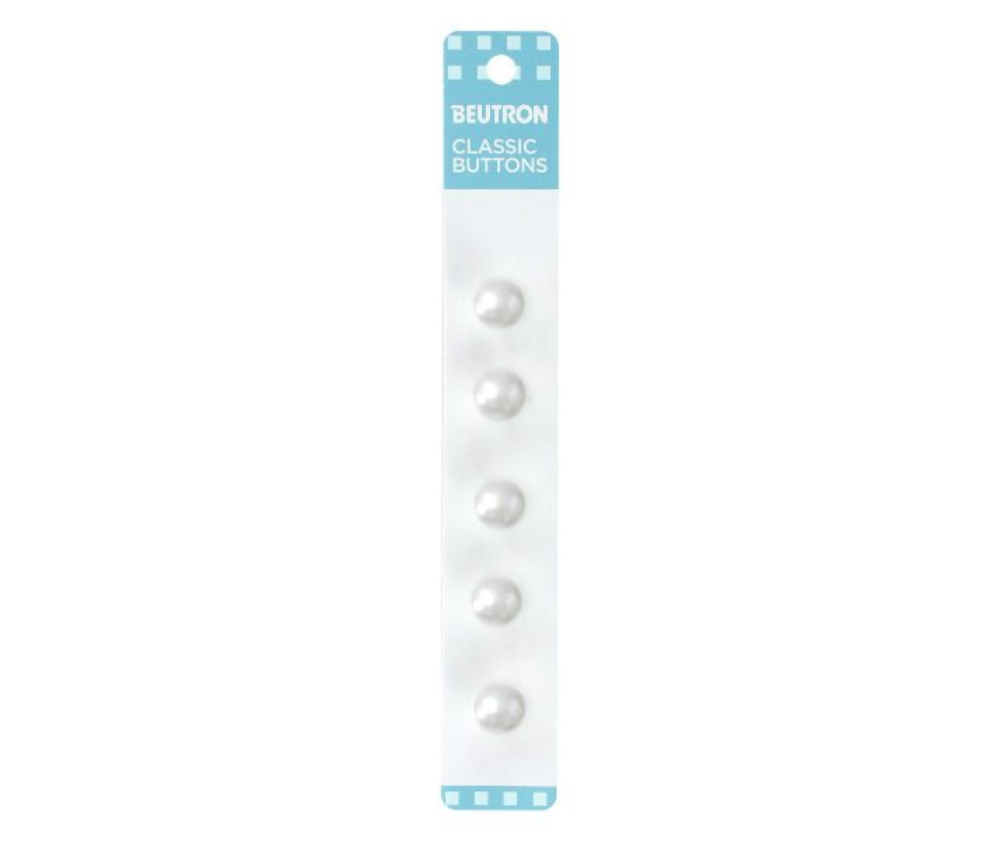 Beutron Classic 4-Hole Buttons 6-Pack - White Pearl 10mm