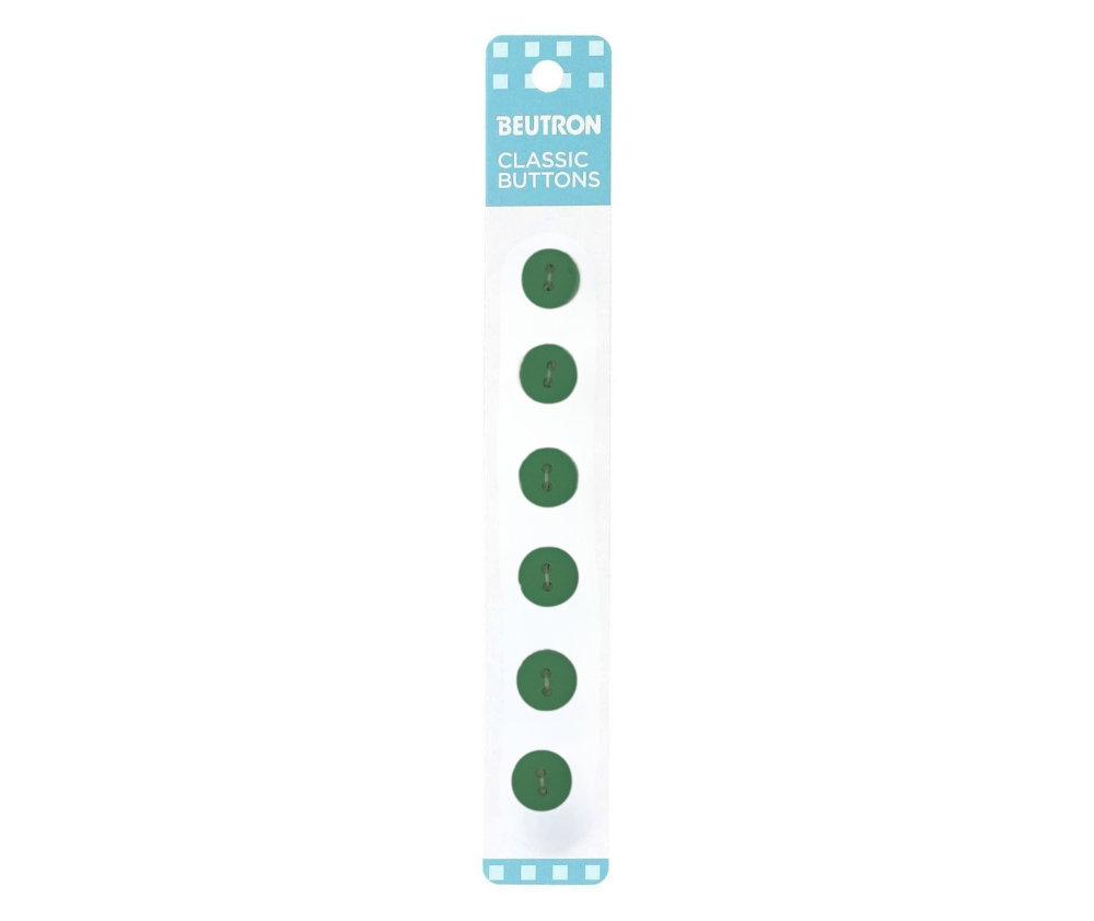 Beutron Classic 2-Hole Buttons 6-Pack - Green 12mm