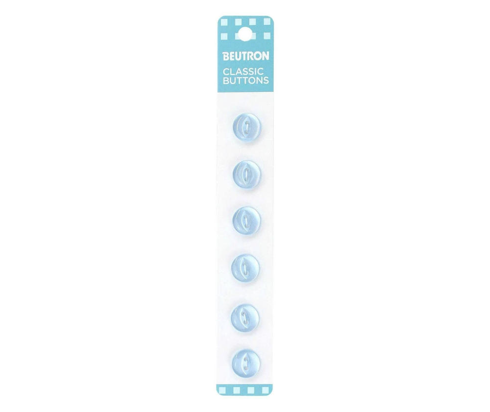 Beutron Classic 2-Hole Buttons 6-Pack - Light Blue 12mm