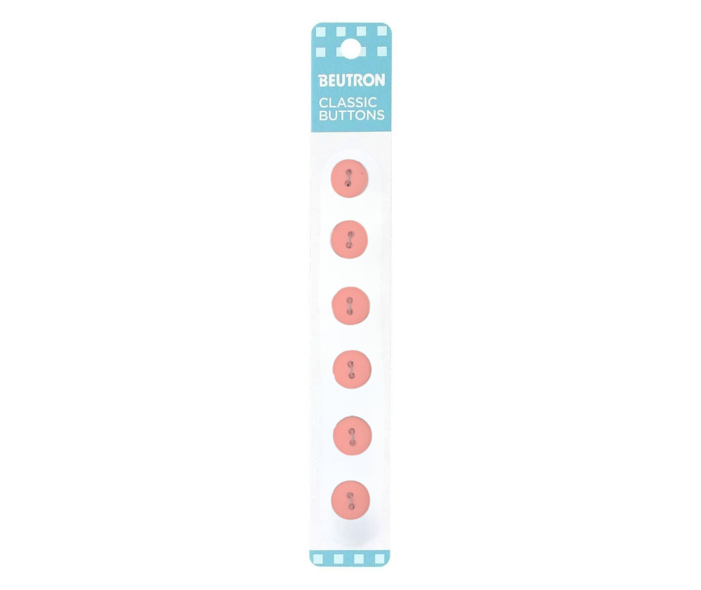 Beutron Classic 2-Hole Buttons 6-Pack - Pink 12mm