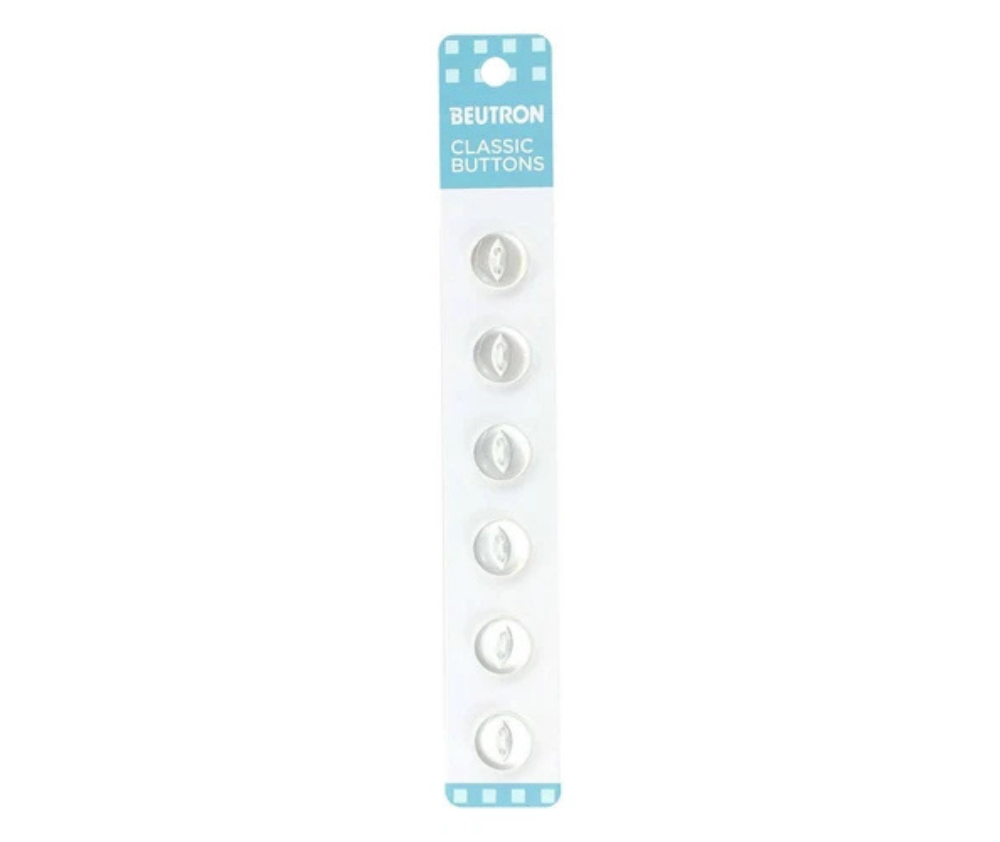 Beutron Classic 1-Hole Buttons 5-Pack - White 12mm