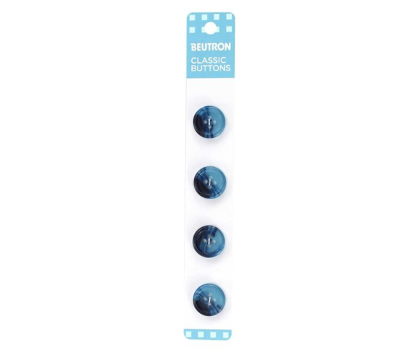 Beutron Classic 4-Hole Buttons 4-Pack - Blue 15mm