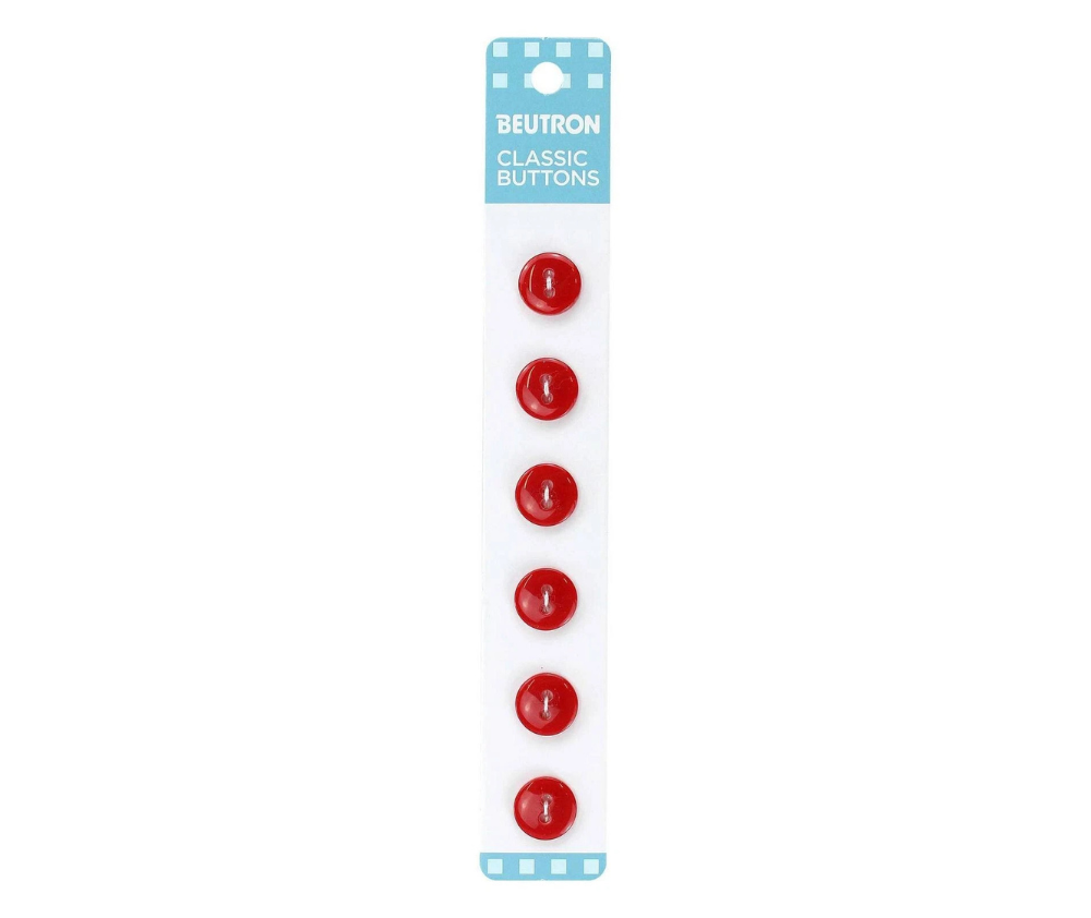 Beutron Classic 2-Hole Buttons 6-Pack - Red 12mm