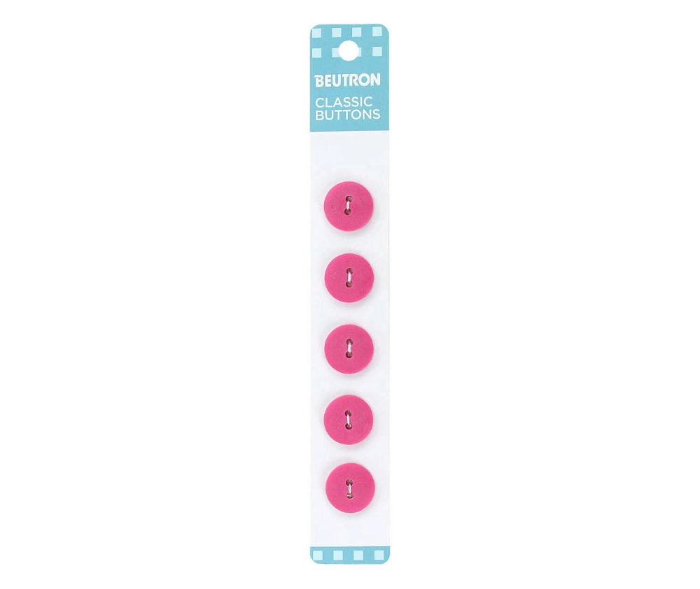 Beutron Classic 2-Hole Buttons 5-Pack - Fuchsia 14mm