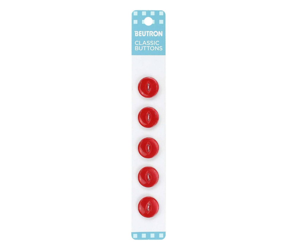 Beutron Classic 2-Hole Buttons 5-Pack - Red 14mm