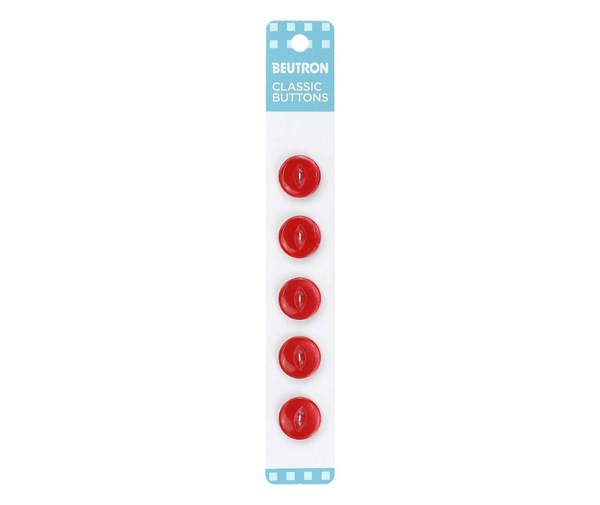 Beutron Classic 2-Hole Buttons 5-Pack - Red 14mm